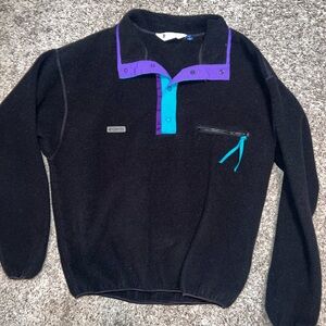 Vintage 80’s 90’s Columbia Black Men's Winter Fleece Sweater Size Large